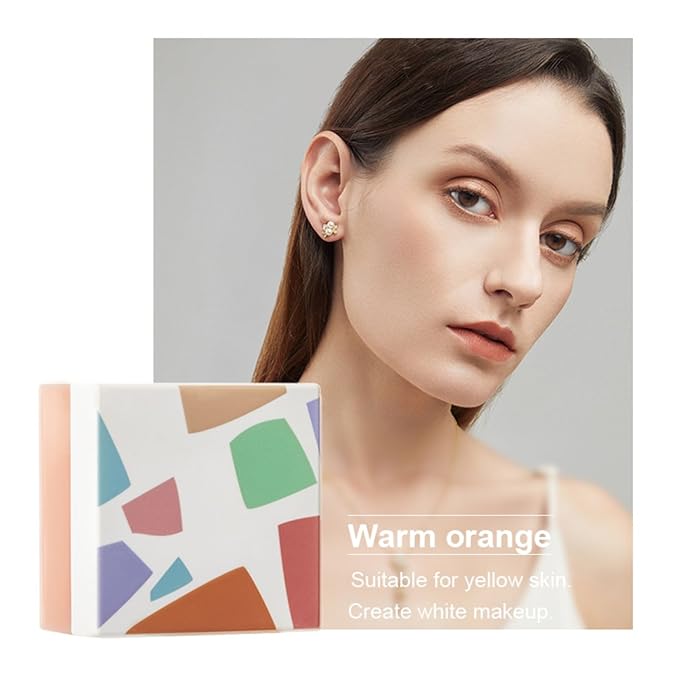 MAEPEOR Setting Powder 8 Colors Smooth and Lightweight Matte Face Powder for Brightening and Setting Makeup with Face Puff (1.76 oz, P04 Warm Orange)