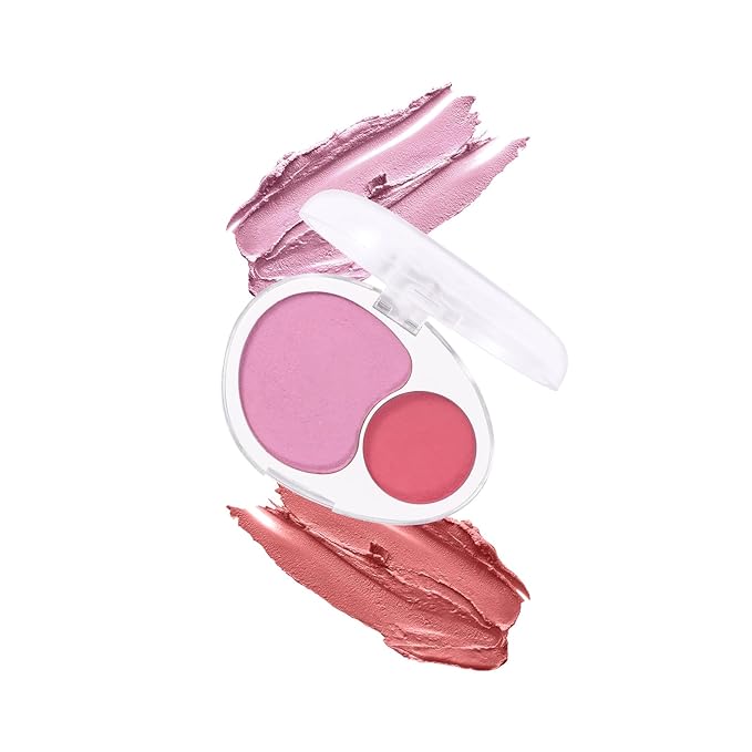 Dual-Tone Face Blush Palette for Cheeks - Waterproof, Long-Lasting, Satin Finish, Creamy Texture, Sculpting, All Skin Tones, Squalane, Highlighting, for Home, Travel, Makeup 2 Tone Tint 4#