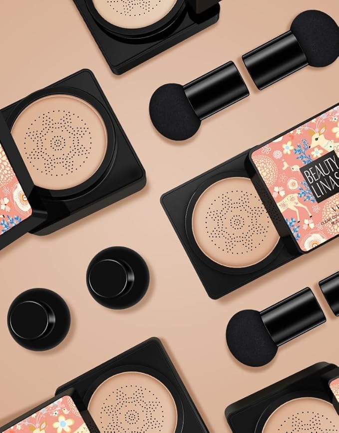 Mushroom Head Air Cushion BB Cream Even Skin Tone Makeup Base PrimerConcealer Lasting Nude Makeup Moisturizing Brightening Pigment CC Liquid Foundation (B-lvory)