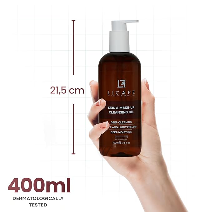LICAPE® Dual-Phase Makeup Remover Oil 400ml – Deep Cleansing with Niacinamide, Chamomile, and Horse Chestnut Extracts for Balanced Skin