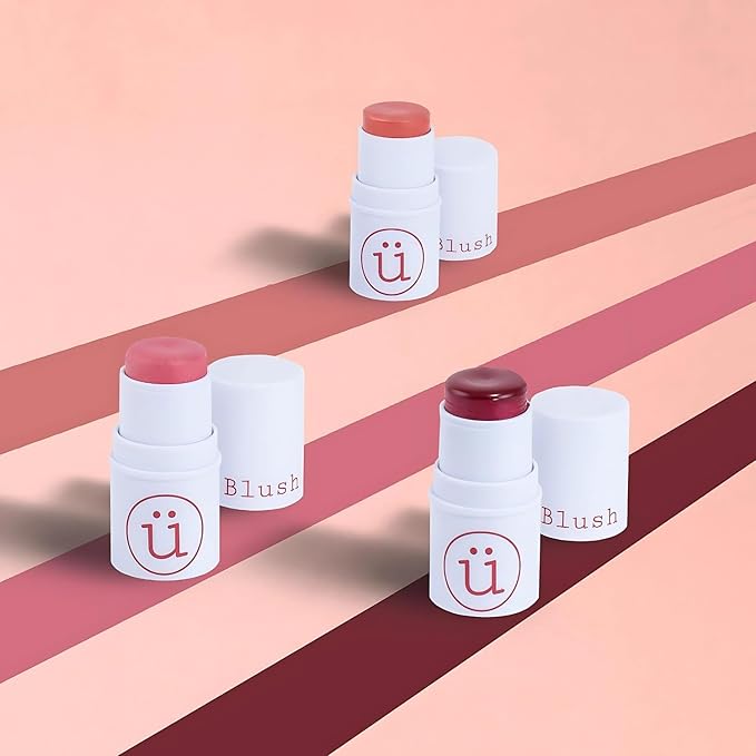 M2U NYC Coral Cream Blush Stick – 3-in-1 Cream Blush for Cheeks, Lips & Eyes – Natural Dewy Finish with Shimmer – Lightweight Blusher for Cheeks, Buildable Formula Infused with Shea Butter