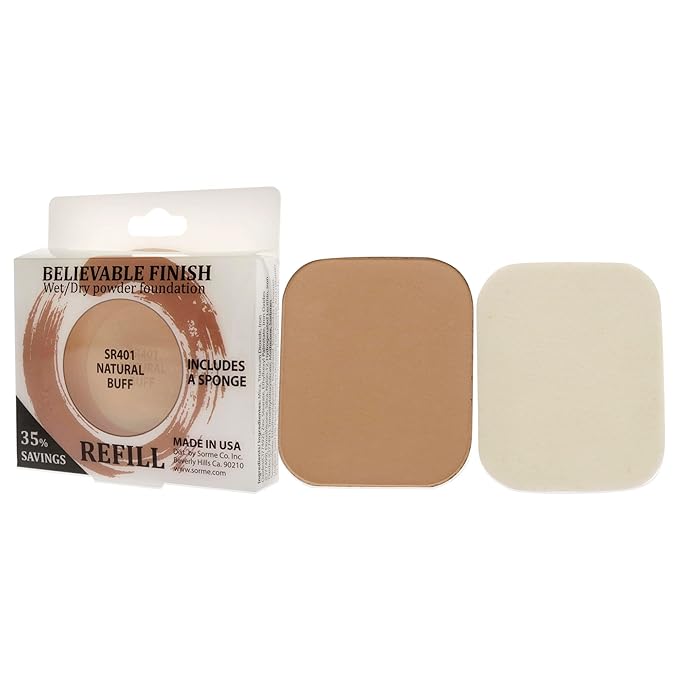 Sorme' Treatment Cosmetics Believable Finish Dual Active Foundation Refill, Natural Buff