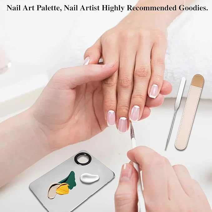 Incauca Foundation Mixing Palette with Make Up Spatula Tool, Metal Makeup Mixing Tray Mixer, Foundation Plate for Liquid Makeup, Nail Blending, Cosmetic Scoop Skin Scraper for Skincare Facial Beauty