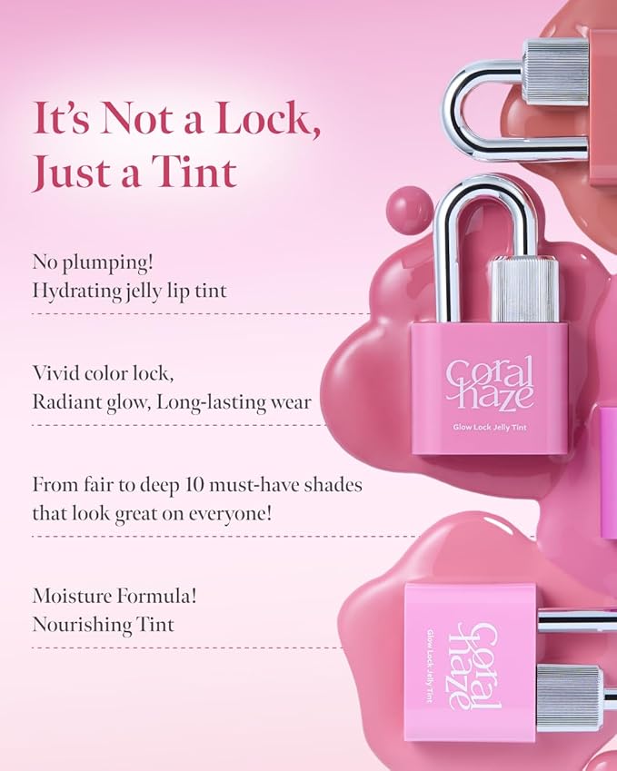 CORLAHAZE Glow Lock Jelly Tint 104 Caramel 4g, Hydrating Jelly Glow Lip Stain, High-Shine, Long-Lasting Color Moisturizing Lip Enhancer with Rosehip Oil, Collectible Lock-Shaped Design, Korean Makeup