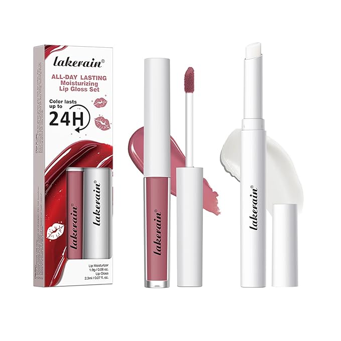 Long Lasting Moisturizing Lip Gloss Set,High Pigmented Lip Stain Hydrating Liquid Lipstick Lip Balm,Waterproof Smooth Shiny Matte Glossy Finish Lip Makeup Kits(#6-Classic Rosy, Pack of 2)