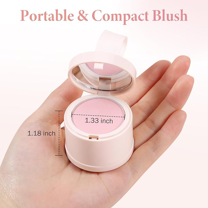 Boobeen Blush Compact Face Makeup, Matte Pink Blush Powder, Highly Pigmented, Buildable, Multi-purpose, Compact Case with Mirror