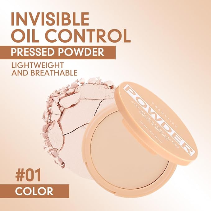 Pressed Matte Face Powder Makeup & Setting Powder for Poreless Wrinkle Blurring Contour Concealer Finishing,Lightweight,High Coverage,Shine Control (Warm Nude-Matte-01, 1.71OZ (Pack of 1))