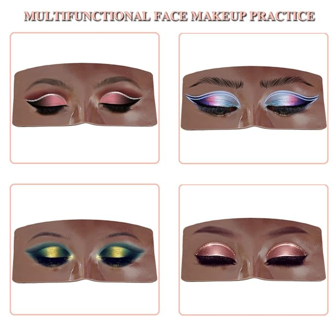 3D Realistic Makeup Practice Face Board Set With Kit for Professional Artists, Students and Beginners - Eyes and Eyeshadow Training Mannequin