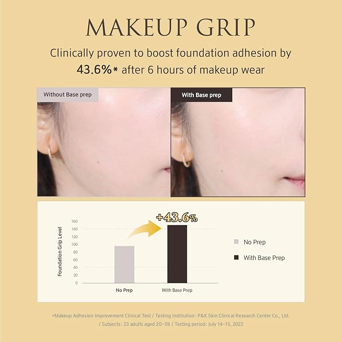 Skin Perfecting Protective Base Prep (1.35 fl oz) - Grip Primer, Skin Perfecting Korean Makeup Base. Silicone Free Serum texture Base for Glowing and Long-Lasting Makeup