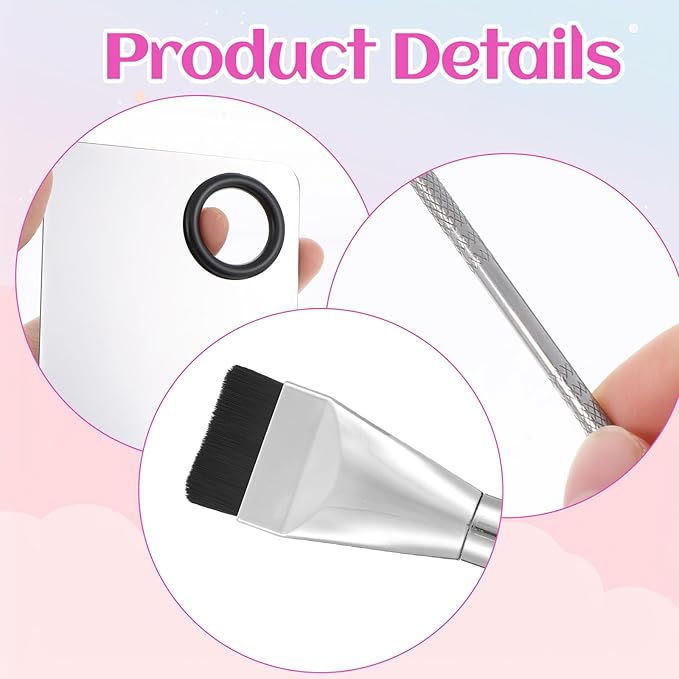 3 Pcs Premium Makeup Spatula & Palette Tray, Metal Foundation Mixing Palette with Spatula Brush For Mixing Foundation Eye Shadow Eyelash Nail Art