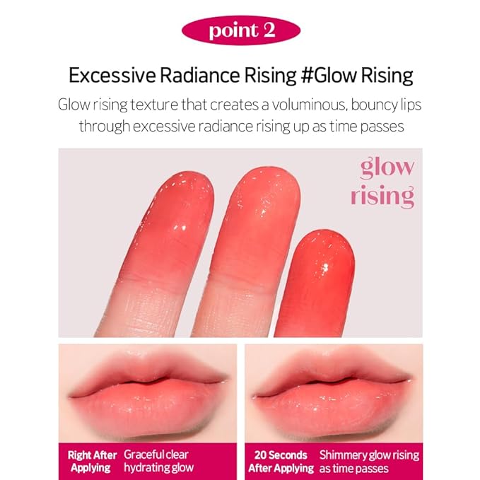 ETUDE Over Glowy Tint #5 Blushed Cherry | Non-Sticky Vegan Lip Tint | Moisturized & Long-lasting Lip Gloss | Daily Lip Stain for Dry Lips, Korean Makeup, K-beauty