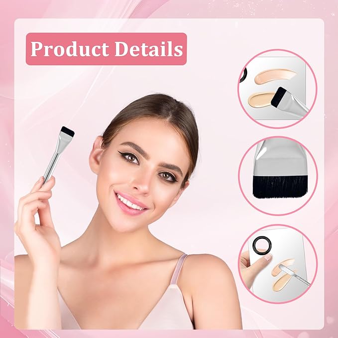 3 Pcs Make Up Spatula Tool including Cosmetic Mixing Palette Flat Foundation Brush and Makeup Scraper for Nail Art Eye Shadow Facial Cosmetic Pigment Blending