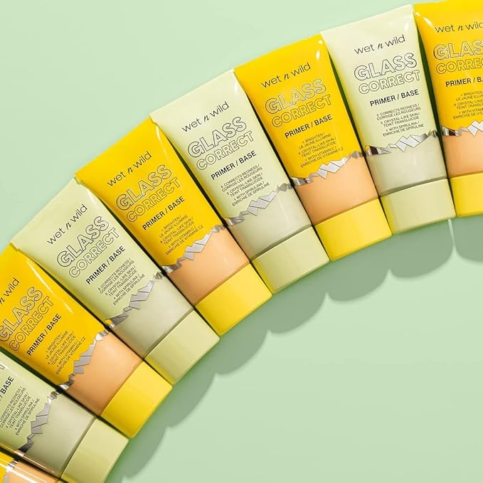 wet n wild Prime Focus Glass Skin Correct Primer, Bright Crystal Finish, Yellow (Pack of 2)
