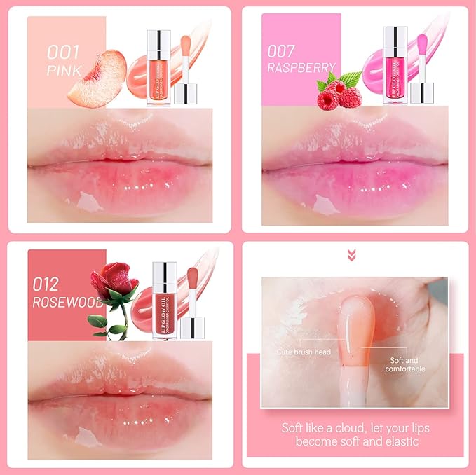 3 Set Lip Oil Hydrating Tinted Lip Balm, Plump Lip Gloss Lip Care Transparent Toot Lip Oil Tinted, Nourishing Repairing Lightening Lip Lines Lip Care Products
