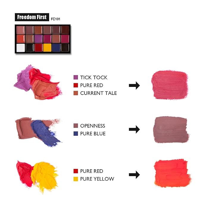 J.CAT BEAUTY Freedom Creator Lip Palette with 18 Versatile Shades for Personalized Lip Colours, Glossy Pigmented Shades for Soft and Bold Looks, Freedom First