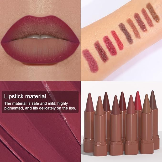 Sculpting Matte Lip Liner pencil,Gradient Matte Lipstick Crayon,Smooth Creamy Texture lip Pencil, Waterproof Smudge Proof Lipstick Pencil,Highly Pigmented Lip Makeup,Vegan Beauty.09#