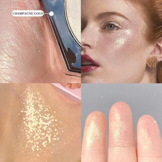evpct Champagne Gold Cheek Diamond Highlighter Highlight Shimmer Makeup Contour Palette iluminadores de maquillaje,Highlighter+Makeup Glitter Shimmer Blush Bronzer and Makeup Highlighter Powder A03