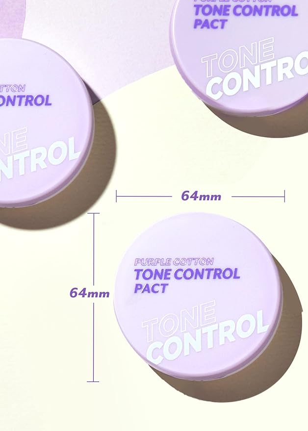 I'M MEME Compact - Purple Cotton Tone Control Pact | Korean Pressed Setting Powder With Berry Complex, Mineral, Translucent, for Blurring Effect, Makeup Compact, Oily Skin, Natural Coverage, 0.35 Oz