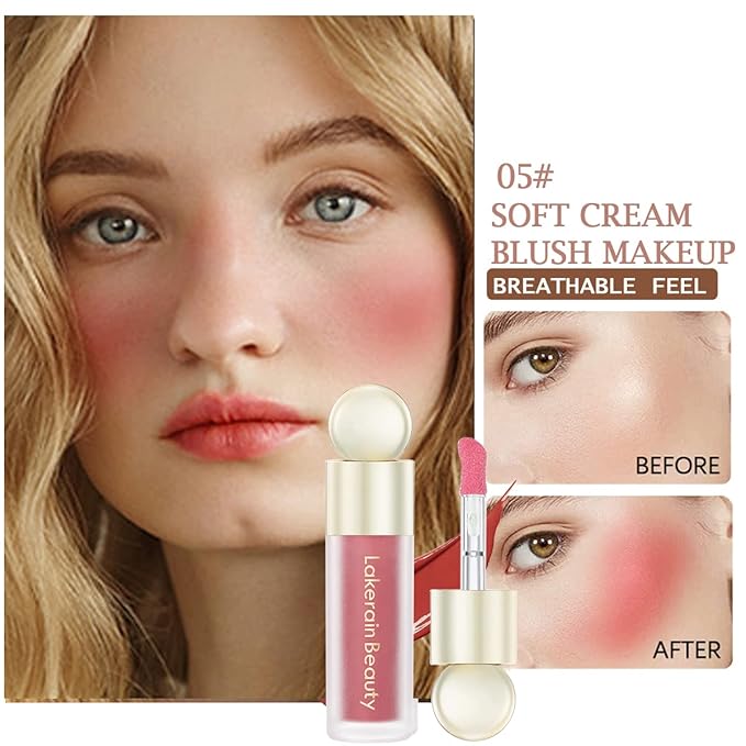 Liquid Blush,Soft Cream Face Blush Dewy Cheek Tint Moisturizing Natural Matte Looking Weightless Smooth Skin Tint Blush Makeup - #05
