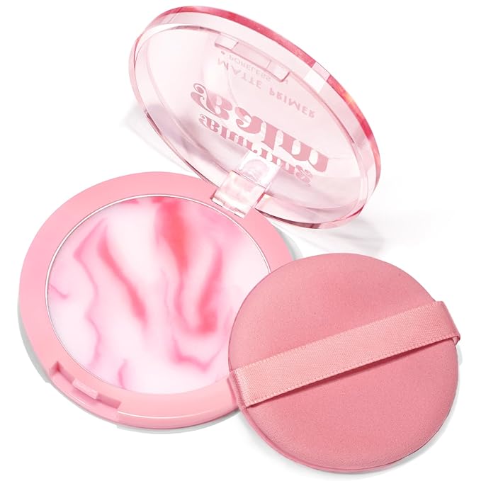 Oil Control Primer Balm, Jelly Face Pressed Powder 3D Blurring Balm Matte Concealer Cream Setting Powder, 12H Waterproof Lightweight Long Lasting Flawless Skin Matte Primer for All Skin Types