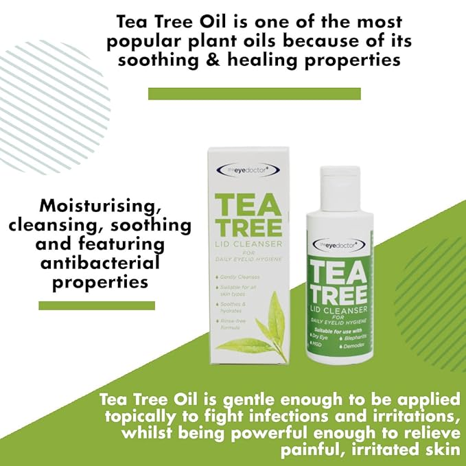 The Eye Doctor Tea Tree Lid Cleanser 100ml – Daily Eyelid Hygiene Remove Debris & Make-up Eyelid Eyelashes – Suitable for Sensitive Eyes – Contains Tea Tree Oil Argan Oil Coconut Oil & Micellar Water