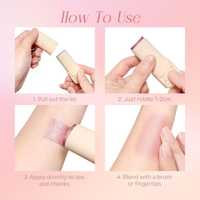 Mineral Color Balm, SPF 35 Multi Color Stick for Lips, Cheeks& Eyes, Blendable Creamy Lightweight Formula, Buildable Shimmer Finish, Multiuse Makeup Stick, Pink