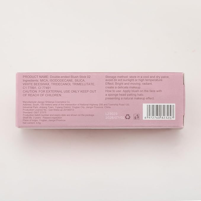 Boobeen Cream Blush Stick, Double-Head Lightweight Long-Lasting Color Natural Makeup Stick, Multi Face for Cheek, Lip and Eye, Dewy Finish for All Skin Tones