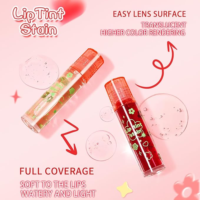 4PCS Rolling Ball Lip Oil Set, Long Lasting Hydrating & Moisturizing Lip Gloss Set for Kids Lip care, Transparent Lip Gloss for Dry and Chapped Lips (Set B, 0.16 Oz/Pcs)