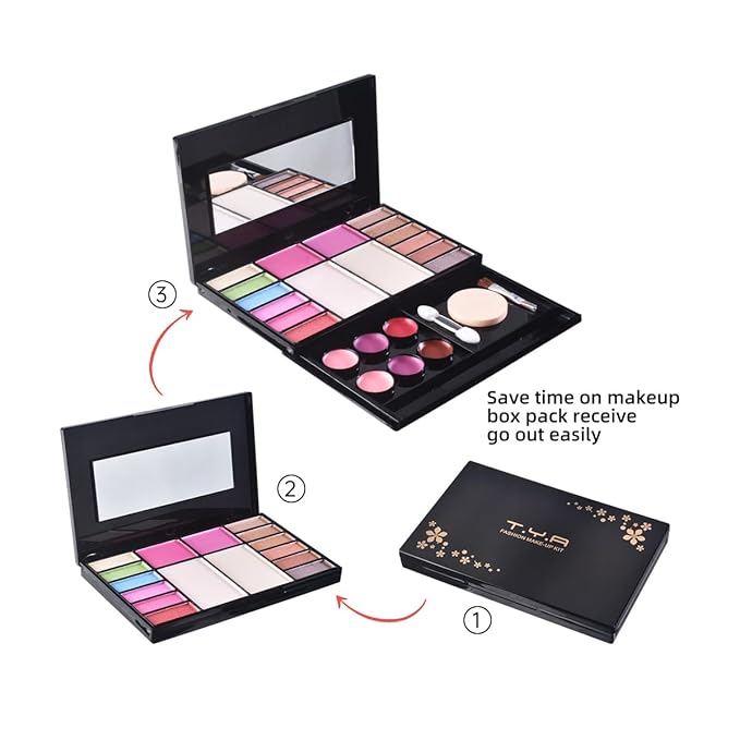 LAMUSELAND Professional All in One Makeup Kit, Travel Makeup Palette Gift Set for Women Full Kit, including Eyeshadow, Blush, Powder, Lipstick (1)