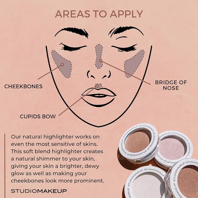 Studiomakeup Face Highlighter Powder - Lightweight, Shimmery Highlighter Makeup Texture Powder - Easy to Apply Makeup Highlighter for All Skin Types