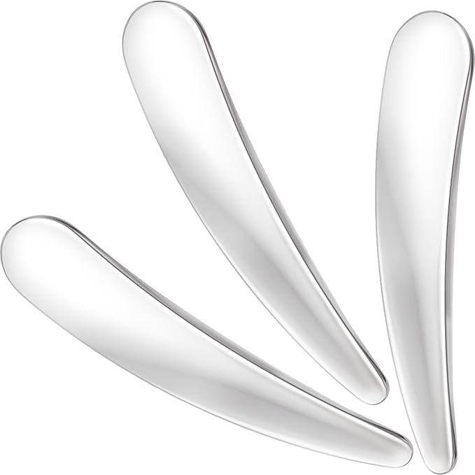 3PCS Mini Makeup Cosmetic Spatula, Reusable Metal Makeup Spatulas Skincare Spoon, Facial Cream Mask Applicator Scoop, Mild Beauty Tools for Mixing, Sampling Face Eye Cream - Silver