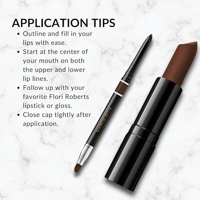 Luxury Lip Pencil by Flori Roberts, Retractable Lip Liner and Filler, Vibrant Lip Makeup for Women of Color or Deeper Skin Tones