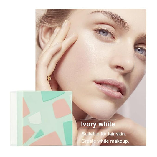 MAEPEOR Setting Powder 8 Colors Smooth and Lightweight Matte Face Powder for Brightening and Setting Makeup with Face Puff (1.76 oz, P01 Ivory White)