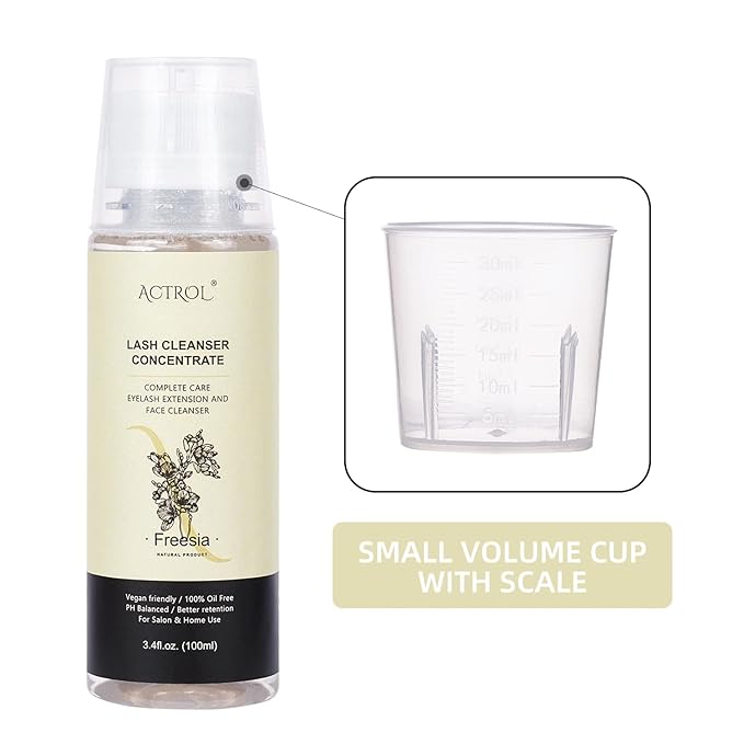 Eyelash Shampoo Concentrate 100ml Lash Extensions Cleanser Concentrate Freesia Natural Foaming Shampoo DIY Wash for Extensions Lashes with Salon Home Care-Makes 60ml Bottles