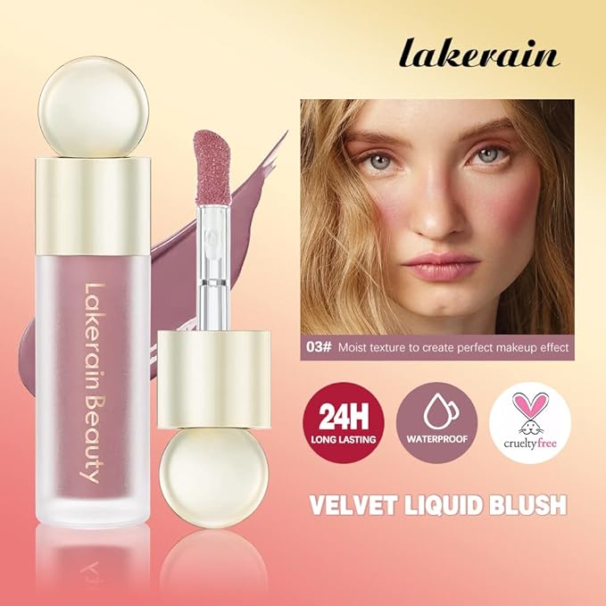 Liquid Blush For Cheeks, Soft Velvet Cream Blush Face Blush Makeup, Pink Blush Red Blush Skin Tint, Natural-Looking Matte Finish Makeup Blush Stick, Waterproof&Long Lasting Dewy Cheek Tint, Moisturizing&Lightweight Blendable Feel Blush Makeup (1#)