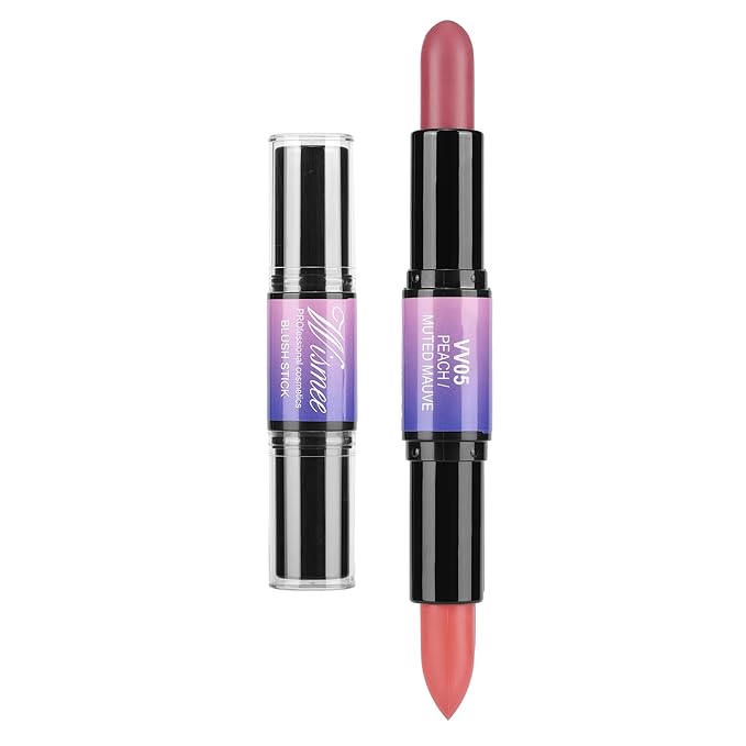 Dual-Ended Cream Blush,Cream Blush Makeup,Buildable Blush Stick for Cheeks Long Wearing,Easy Application,Lightweight Multi Stick,Plum & Peach