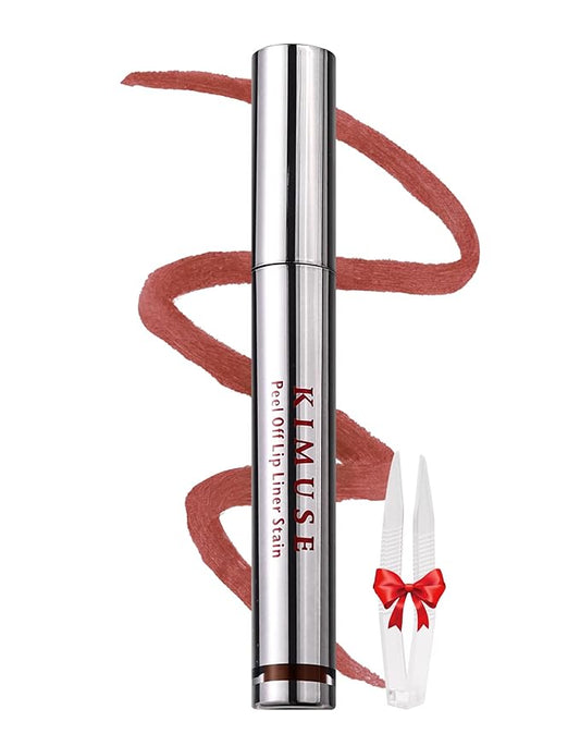 KIMUSE Lip Stain Peel Off, Lip Stain & Liner All In One, Peel Off Lipstains With Tweezer, Waterproof, Long Lasting, Natural Matte Finish