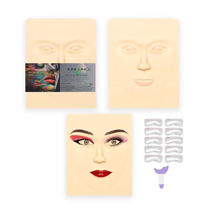 Makeup Practice Face - 3D Silicone Head with Realistic Skin, Pro Cosmetic Training Model for Eyebrow/Lip/Foundation, Salon & Home Use (Students/Artists)