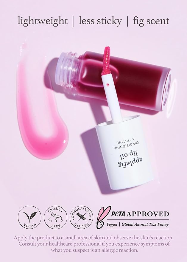 NOONI Korean Vegan Lip Oil Bundle - Appleberry&Applefig | Lip Stain, Gift, Long-Lasting, Moisturizing, Plumping, Revitalizing for Dry Lips