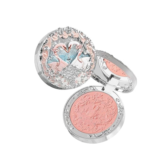 Flower Knows Swan Ballet Embossed Blush 05 Dreamy Season+Butterfly Cloud Collar Angled Powder Brush Pearly Moonlight