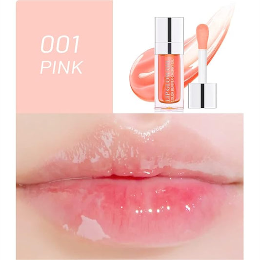 MAEPEOR Hydrating Lip Glow Oil 10 Colors Moisturizing Lip Oil Gloss Non-sticky Transparent Lip Gloss Long Lasting Nourishing Tinted Lip Balm with Big Brush Head (IColors 01)