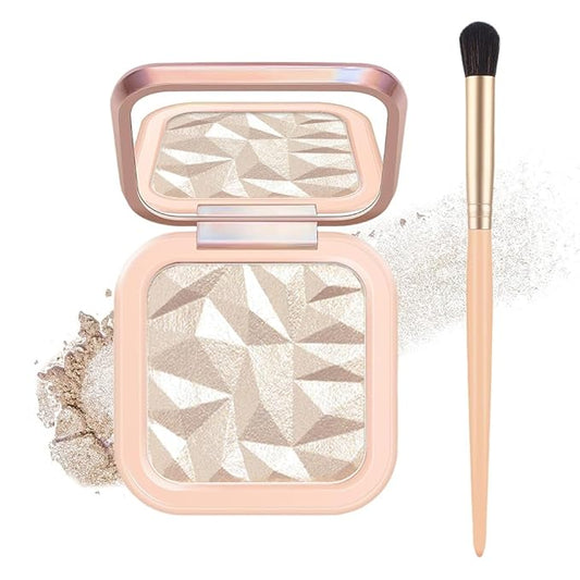 Mysense Face Highlighter Makeup Palette with Mirror & Brush, Highlighting Shimmer Powder Face Illuminator Makeup, Natural Glow Finish, Iluminadores De Maquillaje - Sun Glow