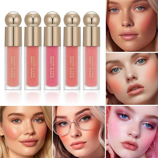 BEAUTY GLAZED Waterproof Matte Liquid Blush Stick Lightweight Cream Blush Moisturising Easy to apply Liquid Blush Multi-purpose Eyes lips Face Beauty Blush # 101