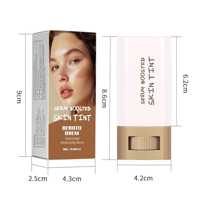 Foundation Stick Beauty Balm Serum Boosted Skin Tint,Solid Tinted Moisturizing Serum Balm,Long-Lasting Moisturizing Flawless Makeup Face Skin Tint Stick for Black Women (#01,18 g)