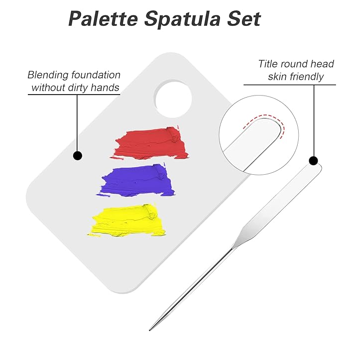 Korean Professional Makeup Set - Stainless Steel Spatula & Mixing Palette for Eyeshadow, Eyelash, Nail Art & Foundation