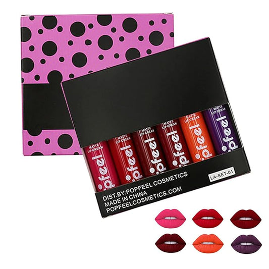Lip Gloss Set, 6 Piece Matte Lipstick Makeup Set, Non-sticky, High Shine, Long Lasting Color Lip Gloss Set, Rich Color, Great Gifts for Holiday and Birthday - 078