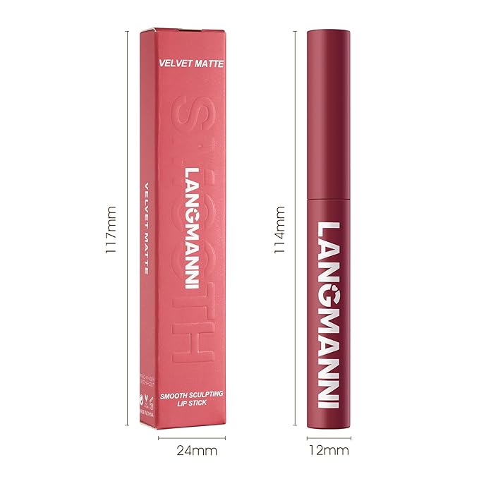 Jolilab 2 Pcs Velvet Matte Lipstick Nude Matte Soft Dark Color Stick Waterproof Long-Lasting Non-Stick Cup High Pigmented Lip Stick Lip Balm Beauty Cosmetics Gift for Girls(03#+04#
