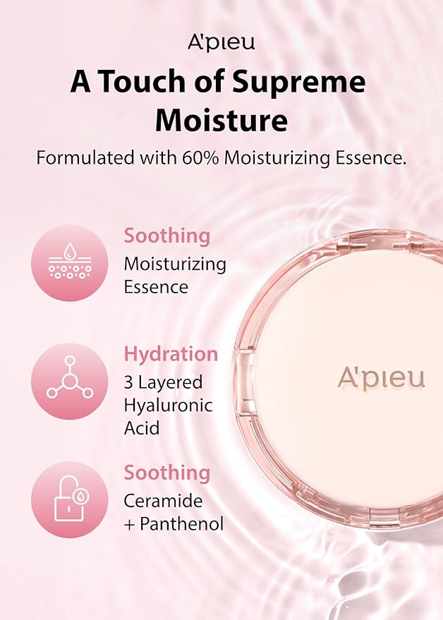 A'PIEU Waterlock Cushion Foundation No.23 Natural Beige Semi-Matte Natural Coverage Glow Foundation for Lasting Moisture, 3-Layered Hyaluronic Acid, Paraben-Free