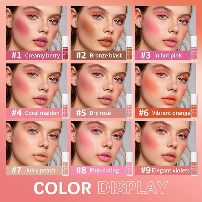 Velvet Liquid Blush, Natural Matte Finish Looking, Dewy Cheek Tint, Soft Cream Face Blush,Moisturizing Lightweight Blendable Feel,Long-Lasting-103#