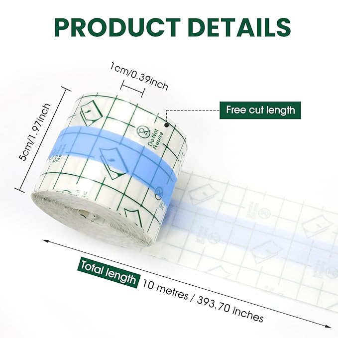 Makeup Hand Palette, Single Use Adhesive Makeup Mixing Tray, Professional Artist Essential Kit Disposable Clear Waterproof Tape, 32.8 Feet Long, Free Cutting